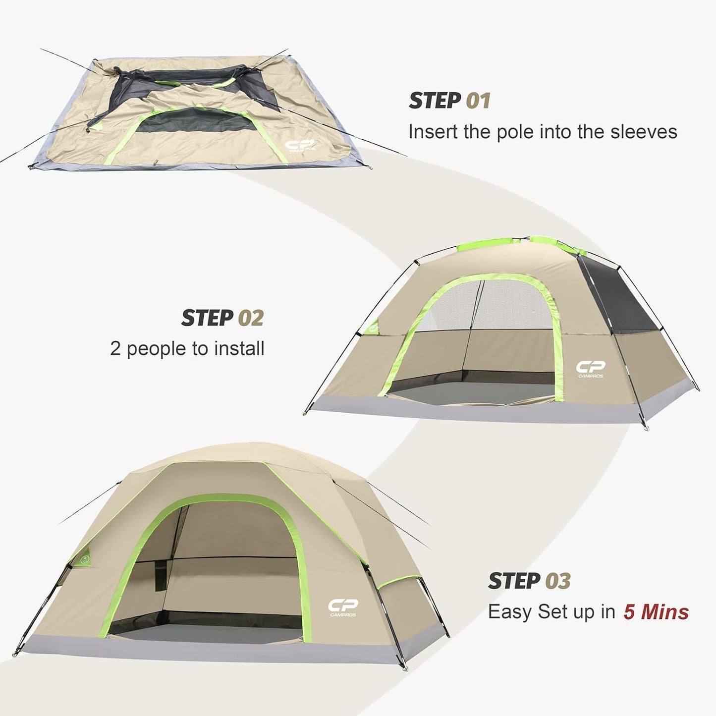 Tents for Camping 2/4/6 Person, Waterproof Windproof Dome Tent | Camping Tents with Rainfly Easy Setup in 5 Mins, Portable Tents with Mesh Window & Carry Bag for Outdoor Camping Backyard