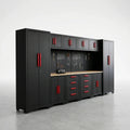 Garage Storage Cabinet System Built for Workshop Organization, Cold-Rolled Steel, 12-Piece Set, Wall Mount