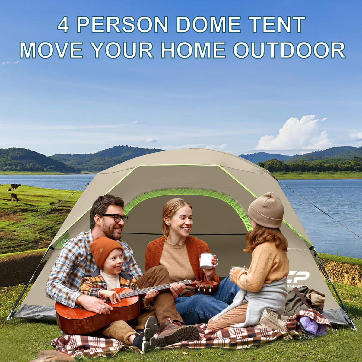 Tents for Camping 2/4/6 Person, Waterproof Windproof Dome Tent | Camping Tents with Rainfly Easy Setup in 5 Mins, Portable Tents with Mesh Window & Carry Bag for Outdoor Camping Backyard