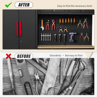 Garage Storage Cabinet System - 2 * 6-Pcs Workshop Set | with Steel Cabinet Drawers, Tool Chest, Workbench, Pegboard for Tool Organization