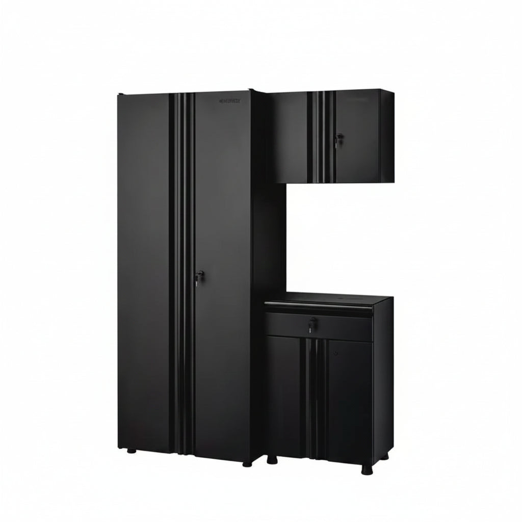 Regular Duty Welded 54.5 In. W X 75 In. H X 19.6 In. D 21-Gauge Steel 3-Piece Garage Storage System in Black