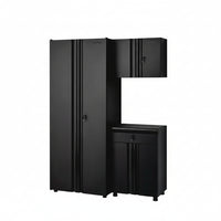 Regular Duty Welded 54.5 In. W X 75 In. H X 19.6 In. D 21-Gauge Steel 3-Piece Garage Storage System in Black