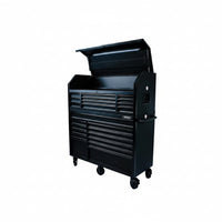 56 In. W X 22 In. D Heavy Duty 23-Drawer Combination Rolling Tool Chest and Top Tool Cabinet Set in Matte Black
