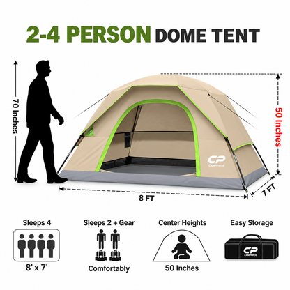 Tents for Camping 2 Person, Waterproof Windproof Dome Tent | Camping Tents with Rainfly Easy Setup in 5 Mins, Portable Tents with Mesh Window & Carry Bag for Outdoor Camping Backyard
