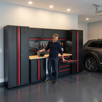 Garage Storage Cabinet System Built for Workshop Organization, Cold-Rolled Steel, 12-Piece Set, Wall Mount — Lifestyle