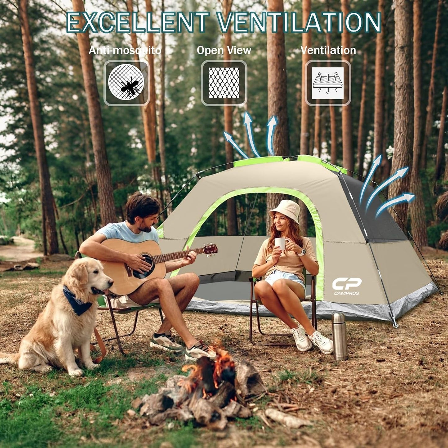 Tents for Camping 2/4/6 Person, Waterproof Windproof Dome Tent | Camping Tents with Rainfly Easy Setup in 5 Mins, Portable Tents with Mesh Window & Carry Bag for Outdoor Camping Backyard